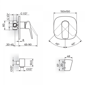 ROSAN STOLZ BATERIJA UZIDNA SA RUČNIM TUŠEM 131105