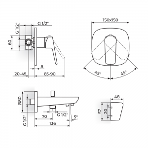 ROSAN STOLZ BATERIJA UZIDNA SA IZLIVOM I PREBACIVAČEM 131201