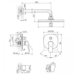 ROSAN STOLZ BATERIJA UZIDNA SA ZIDNIM TUŠEM 250X250 131605
