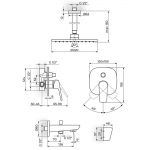 ROSAN STOLZ BATERIJA UZIDNA SA IZLIVOM, PLAFONSKIM TUŠEM 220MM I RUČNIM TUŠEM 131703