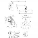 ROSAN STOLZ BATERIJA UZIDNA SA IZLIVOM, ZIDNIM TUŠEM 250X250MM I RUČNIM TUŠEM 131705