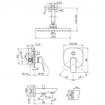 ROSAN STOLZ BATERIJA UZIDNA SA IZLIVOM, PLAFONSKIM TUŠEM 250X250MM I RUČNIM TUŠEM 131707