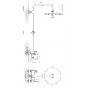 STOLZ Black baterija za tuš kadu sa izlivom, usponskim i ručnim tušem 137351B STOLZ Black baterija za tuš kadu sa izlivom, usponskim i ručnim tušem 137351B