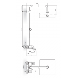 STOLZ Black baterija za tuš kadu sa izlivom, usponskim i ručnim tušem 137352B