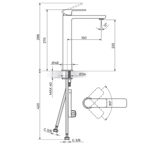 S2 Gold baterija za lavabo 230109G