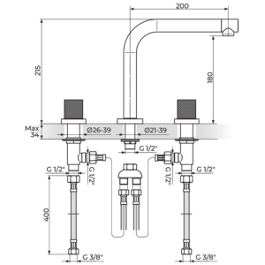 S2 Gold baterija za lavabo 230309G