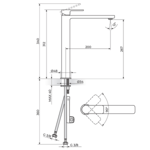 S2 baterija za lavabo 230501