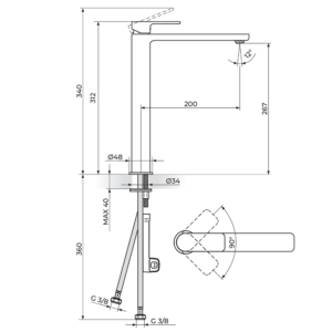 S2 Gold baterija za lavabo 230501G S2 Gold baterija za lavabo 230501G