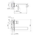 S2 baterija uzidna za lavabo 231401