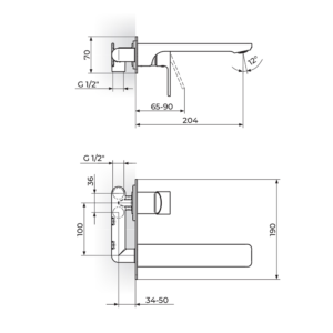 S2 Black baterija za lavabo 231401B