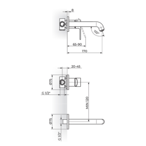 S2 Gold baterija za lavabo 231402G