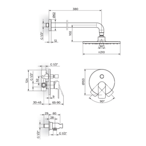 S2 Black baterija za tuš kadu - komplet 231601B