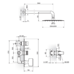 S2 uzidna baterija za tuš kadu sa zidnim i ručnim tušem 231605