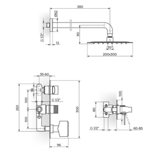 S2 uzidna baterija za tuš kadu sa zidnim i ručnim tušem 231605