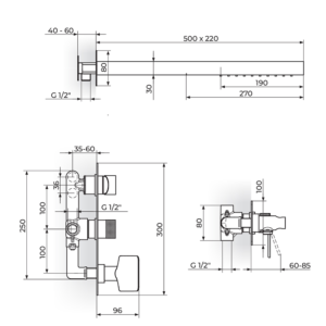S2 uzidna baterija za tuš kadu sa zidnim i ručnim tušem 231609