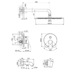 S2 uzidna baterija za tuš kadu sa izlivom, zidnim i ručnim tušem 231701