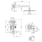 S2 uzidna baterija za tuš kadu sa izlivom, zidnim i ručnim tušem 231705
