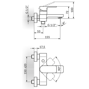 S2 Gold baterija za kadu sa ručnim tušem 233101G