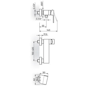 S2 baterija za tuš kadu sa ručnim tušem 237101