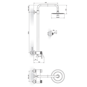 S2 Gold baterija za tuš kadu sa usponskim i ručnim tušem 237251G S2 Gold baterija za tuš kadu sa usponskim i ručnim tušem 237251G