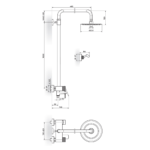 S2 Gold baterija za tuš kadu sa izlivom, usponskim i ručnim tušem 237351G