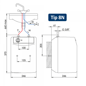 ELIT Talas inox bojler 8 litara niskomontažni 1001