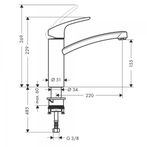Hansgrohe Focus 160 M41 baterija za sudoperu 73885000
