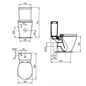 Ideal Standard Connect Cube monoblok univerzalni dimenzije
