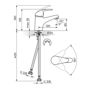 KING baterija za lavabo J301001