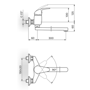 KING zidna baterija izliv 300mm J321030