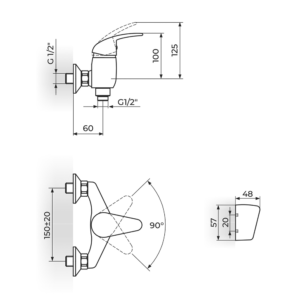 KING baterija za tuš kadu J371001