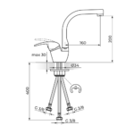 KING baterija za sudoperu 3 cevi J382003