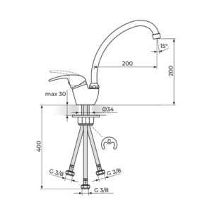 KING baterija za sudoperu 3 cevi J382103