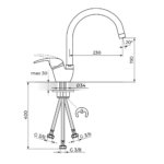 KING baterija za sudoperu 3 cevi J382203