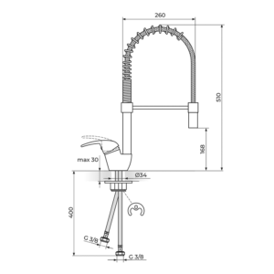 KING baterija za sudoperu sa tušem 2 cevi J388001