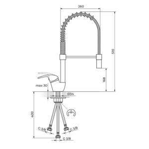 KING baterija za sudoperu sa tušem 3 cevi J388003