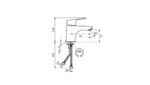 SMART S baterija za lavabo JA301001 dimenzije