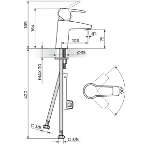 ROSAN CUBO BATERIJA ZA LAVABO JC30101