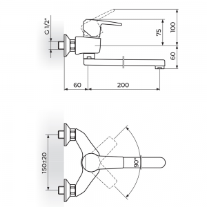 ROSAN CUBO BATERIJA ZIDNA L-200 JC32120