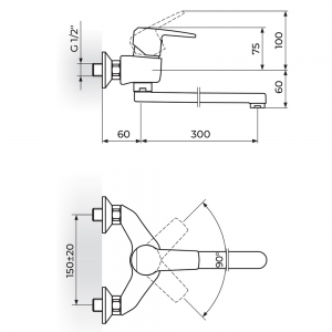ROSAN CUBO BATERIJA ZIDNA L-300 JC32130