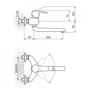 ROSAN CUBO BATERIJA ZIDNA L-200 JC32220