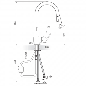 ROSAN CUBO BATERIJA ZA SUDOPERU SA IZVLAČNIM TUŠEM JC38501