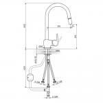 ROSAN CUBO BATERIJA ZA SUDOPERU 3 CEVI SA IZVLAČNIM TUŠEM JC38603