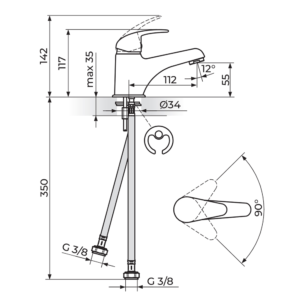 PERLA baterija za lavabo JP301001 PERLA baterija za lavabo JP301001