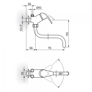 PERLA baterija za protočni bojler izliv 75 mm JP362002 PERLA baterija za protočni bojler izliv 75 mm JP362002