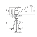 PERLA baterija za sudoperu 3 cevi JP381003