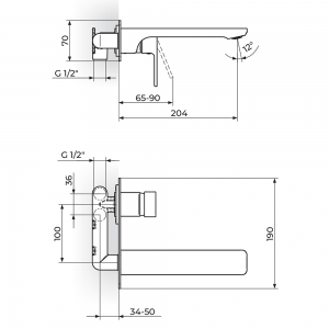 ROSAN QUADRO UZIDNA BATERIJA ZA LAVABO 230 JQ31401