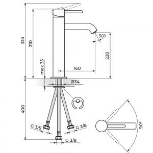 ROSAN ZERRO BATERIJA ZA LAVABO VISOKA 3 CEVI JZ30139 ROSAN ZERRO BATERIJA ZA LAVABO VISOKA 3 CEVI JZ30139