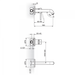 ROSAN ZERRO UZIDNA BATERIJA ZA LAVABO 220 MM  JZ31401