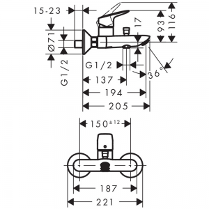 Hansgrohe Logis baterija za kadu 71400000
